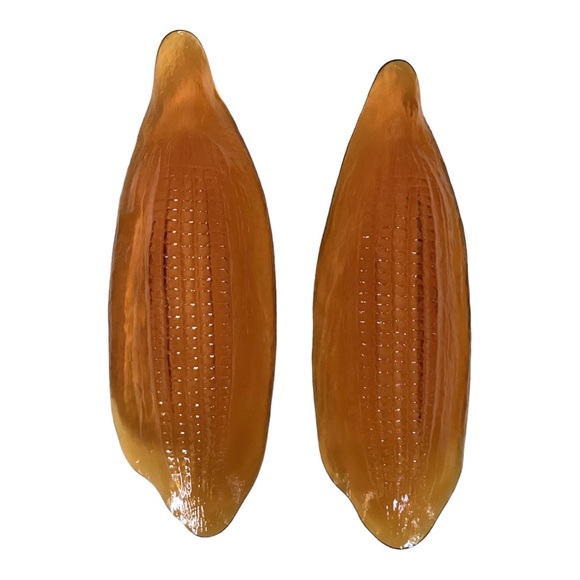 Indiana Glass Corn On The Cob Holder Pair Amber Vintage EUC - Picture 5 of 13